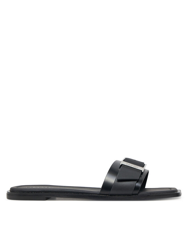 Мюли Flat Slide W/Buckle - Lth HW0HW02490 Calvin Klein, черный