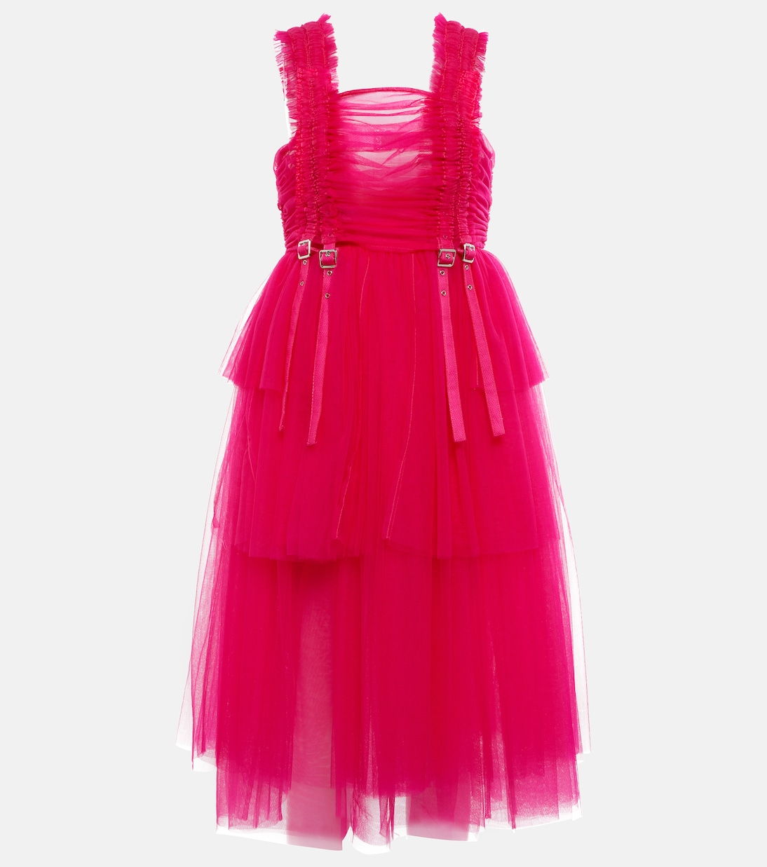 

Платье миди из тюля с оборками Noir Kei Ninomiya, розовый
