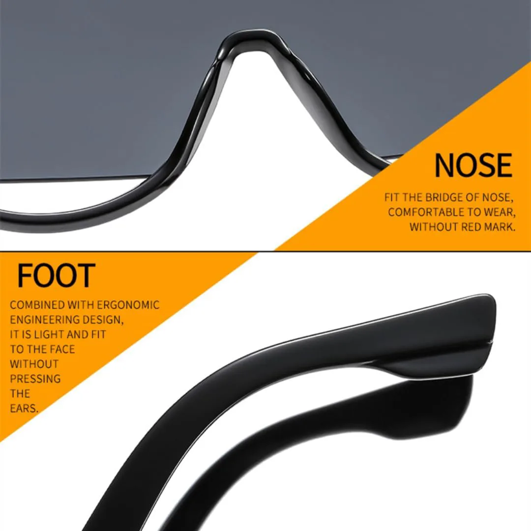 

Модные большие мужские уникальные полые солнцезащитные очки женские ретро цельные градиентные зеркальные очки с защитой от УФ-излучения без оправы UATXTAU, Black