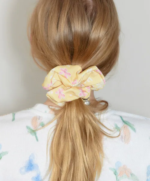 Шнурок для волос SINOON Pattern Scrunch жёлтый — фото 3