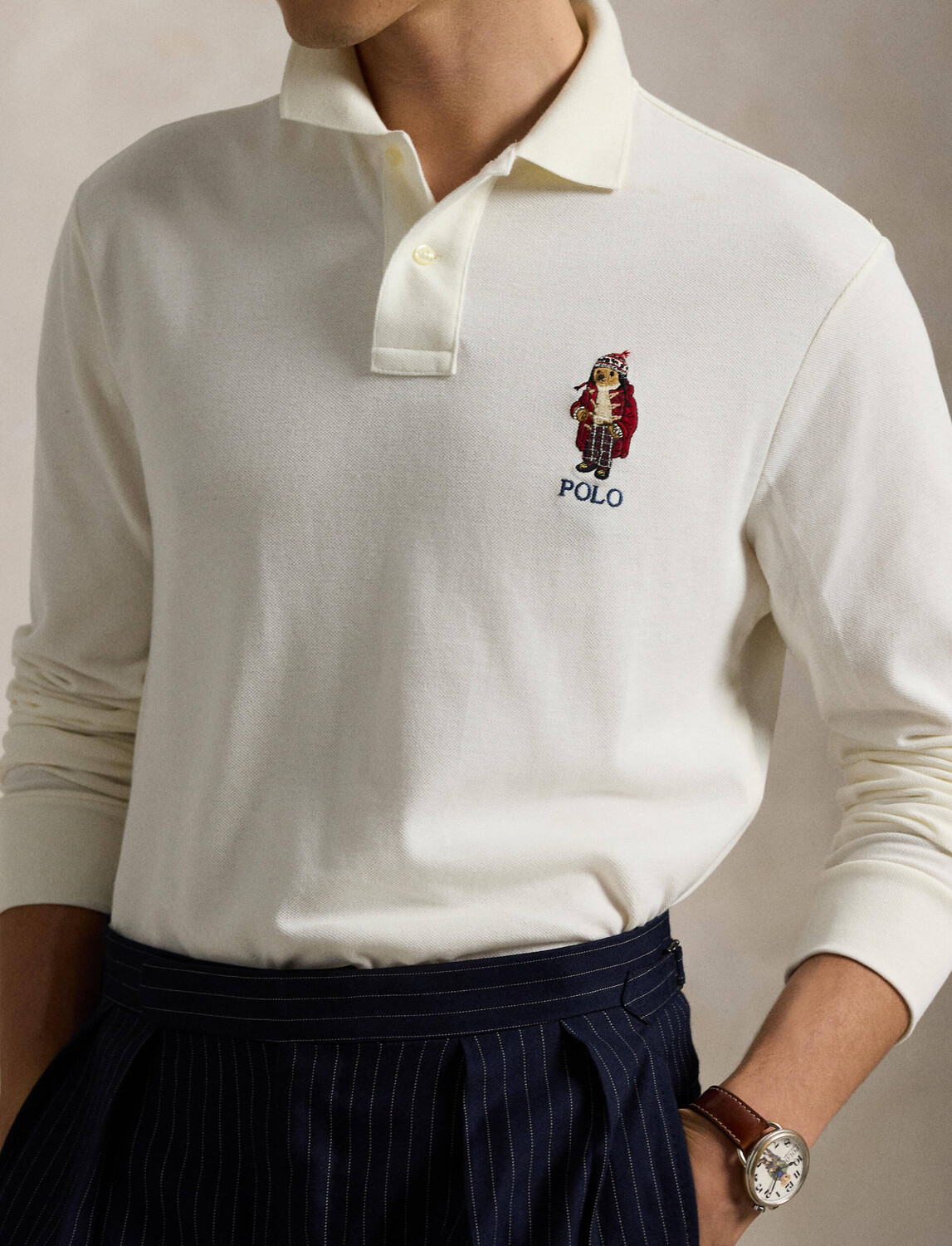 Поло POLO RALPH LAUREN Classic fit, кремовый — фото 4