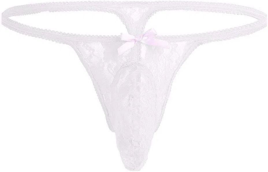 Трусы G-String, кружевные, White