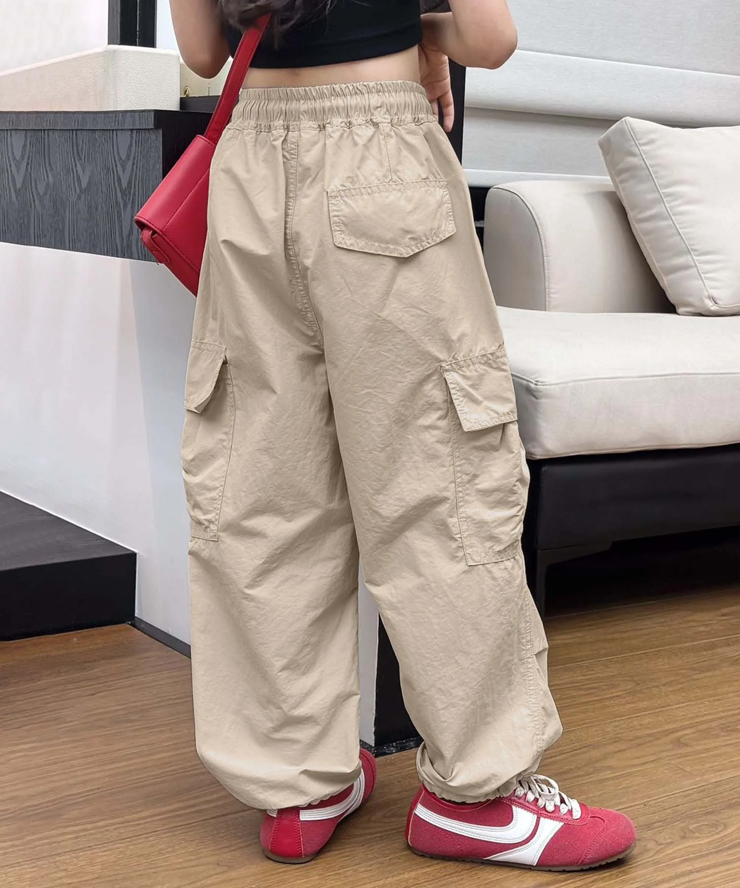 Брюки-карго на завязках Aimoha Kids, beige — фото 3