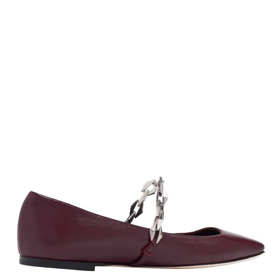 Jimmy Choo Diamond Tilda с квадратным носком кожаные балетки, Garnet — фото 2