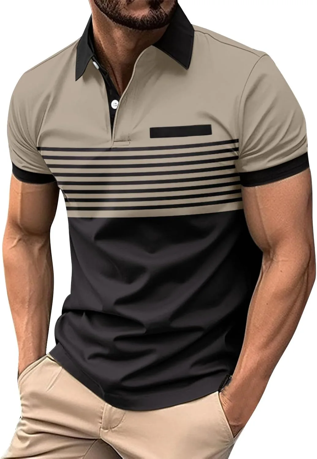 

Мужская полосатая футболка Polo Casual Short Sleeve