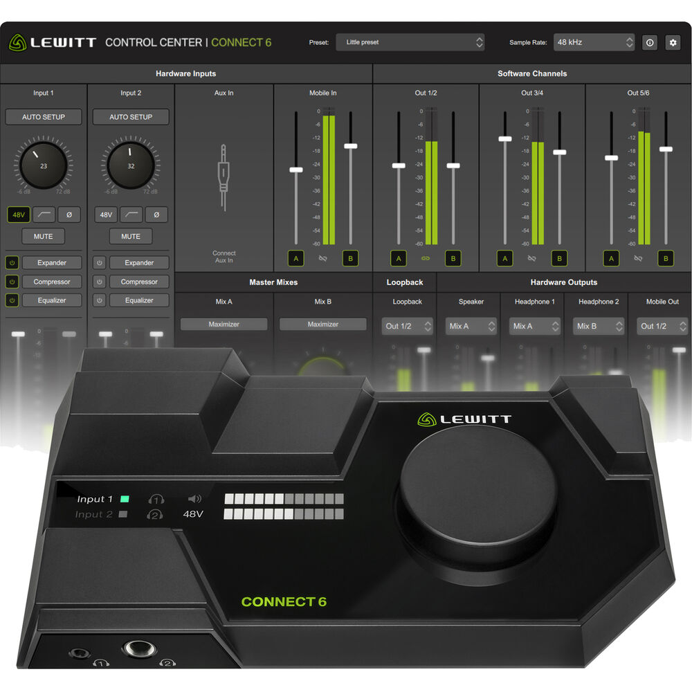 

Lewitt CONNECT 6 Desktop 6x6 Dual USB-C аудиоинтерфейс для компьютера и телефона/планшета