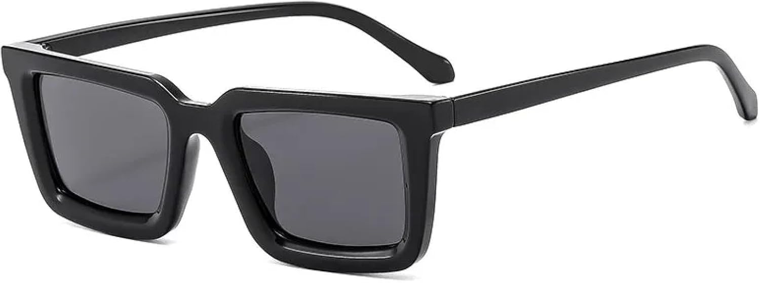 

Ретро-солнцезащитные очки с толстой оправой, качественные, класса люкс, мужские и женские, маленькие, прозрачные, серые, с защитой от УФ-излучения UV400 TKKTLLT, Black Gray