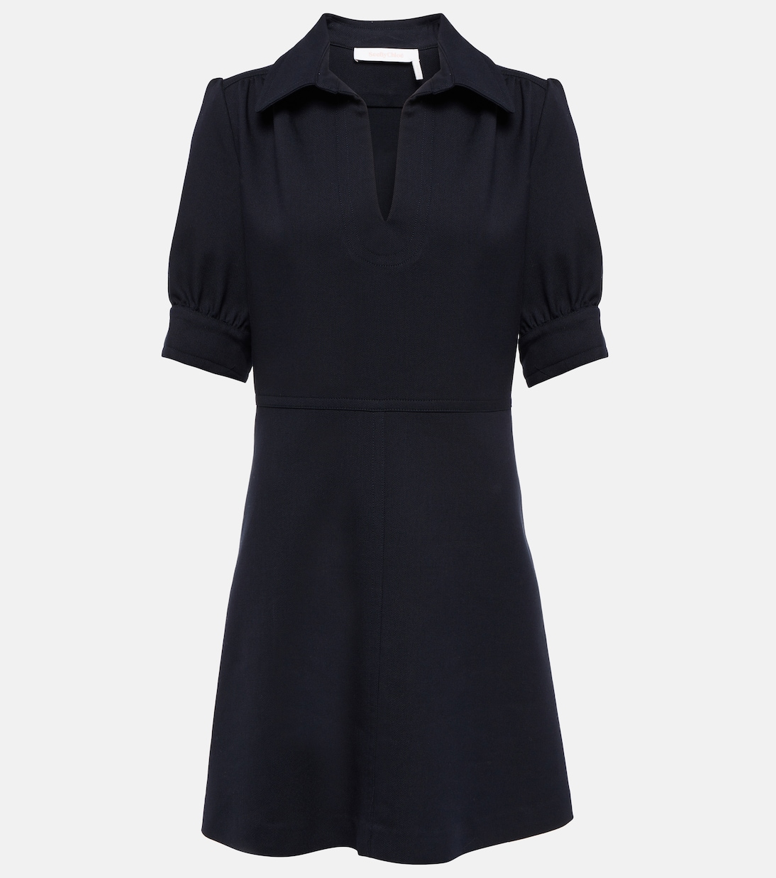 

Мини-платье А-силуэта из смесовой хлопковой ткани See By Chloé, Ink Navy