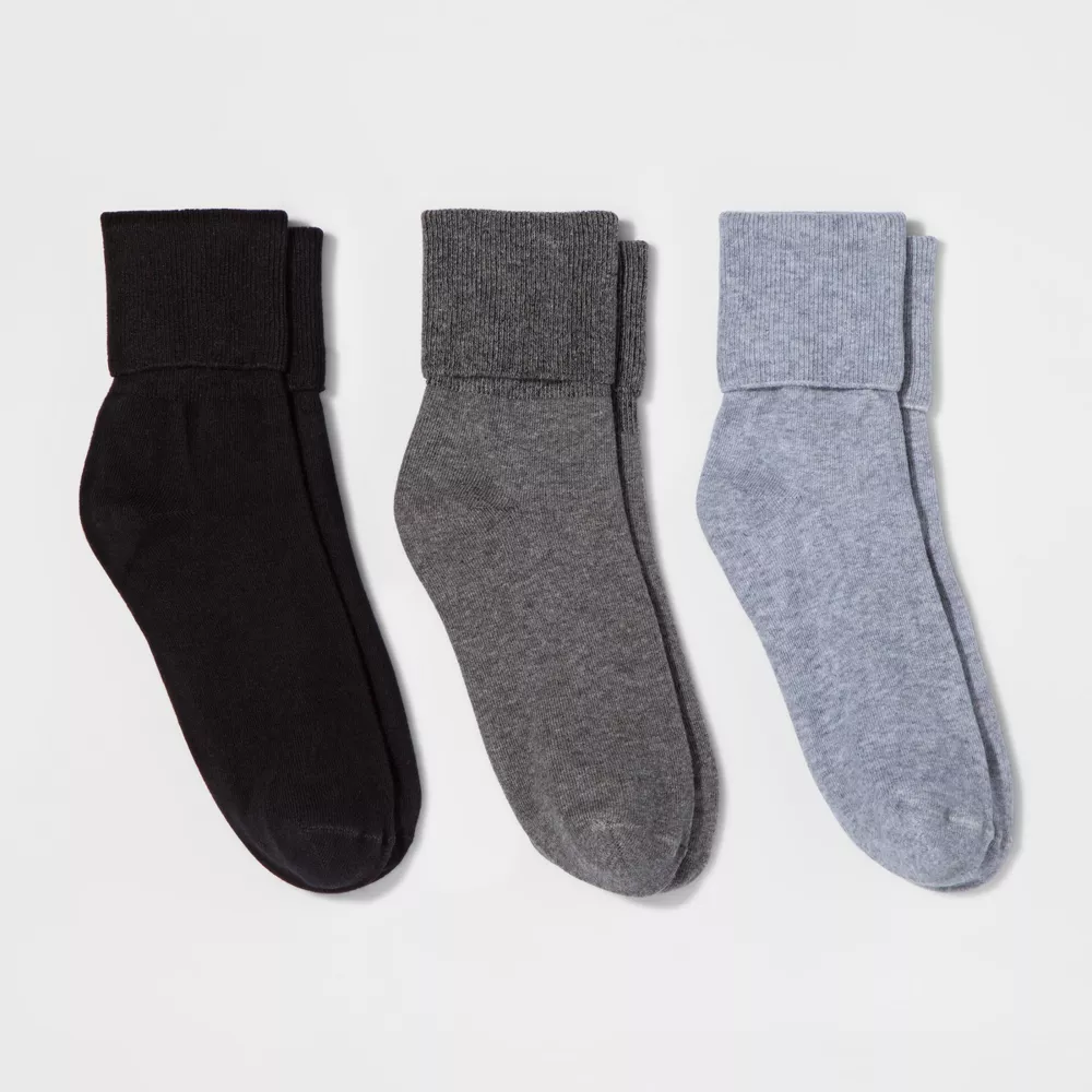 

Женские носки Mary Jane Fold Over Cuff 3pk Crew Socks - A New Day, цвет Gray Heather