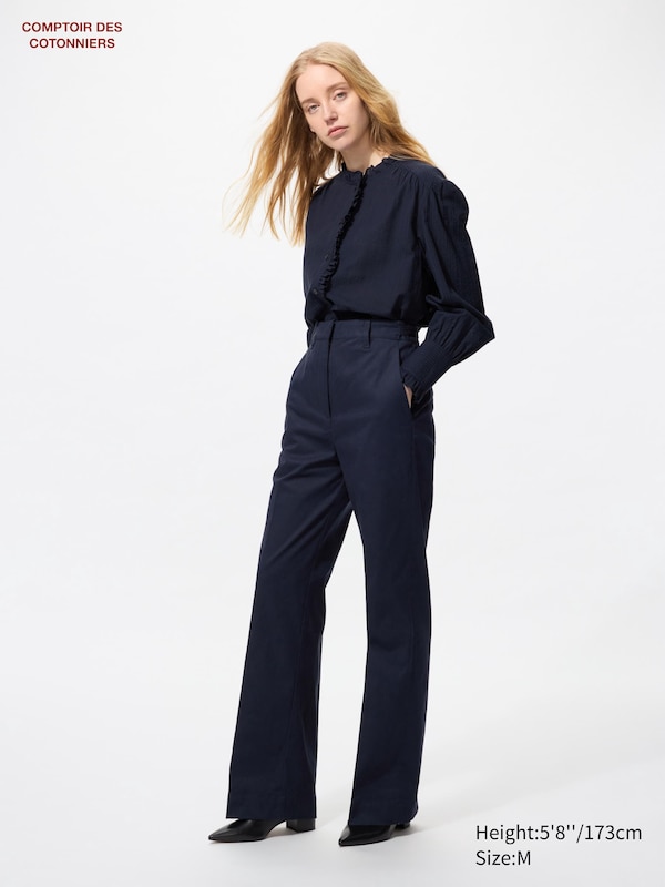 

Прямые брюки из хлопка Uniqlo, синий