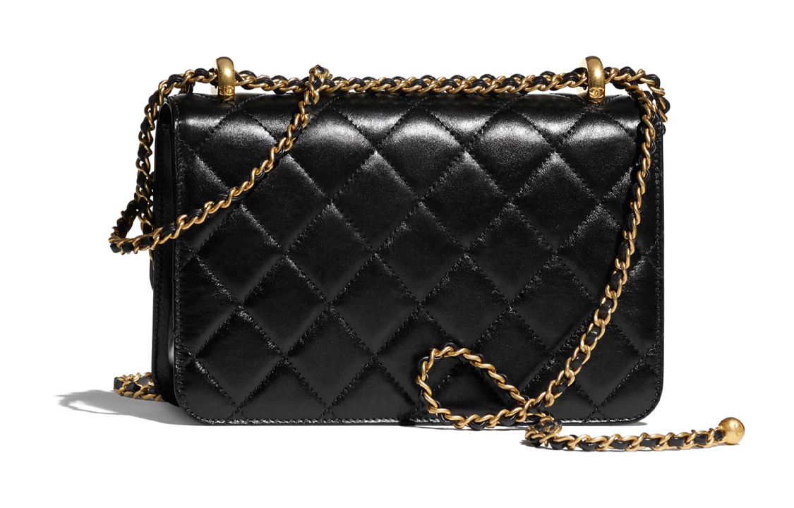 CHANEL Маленькая сумка через плечо с регулируемым ремнем черная AS2649 — фото 3