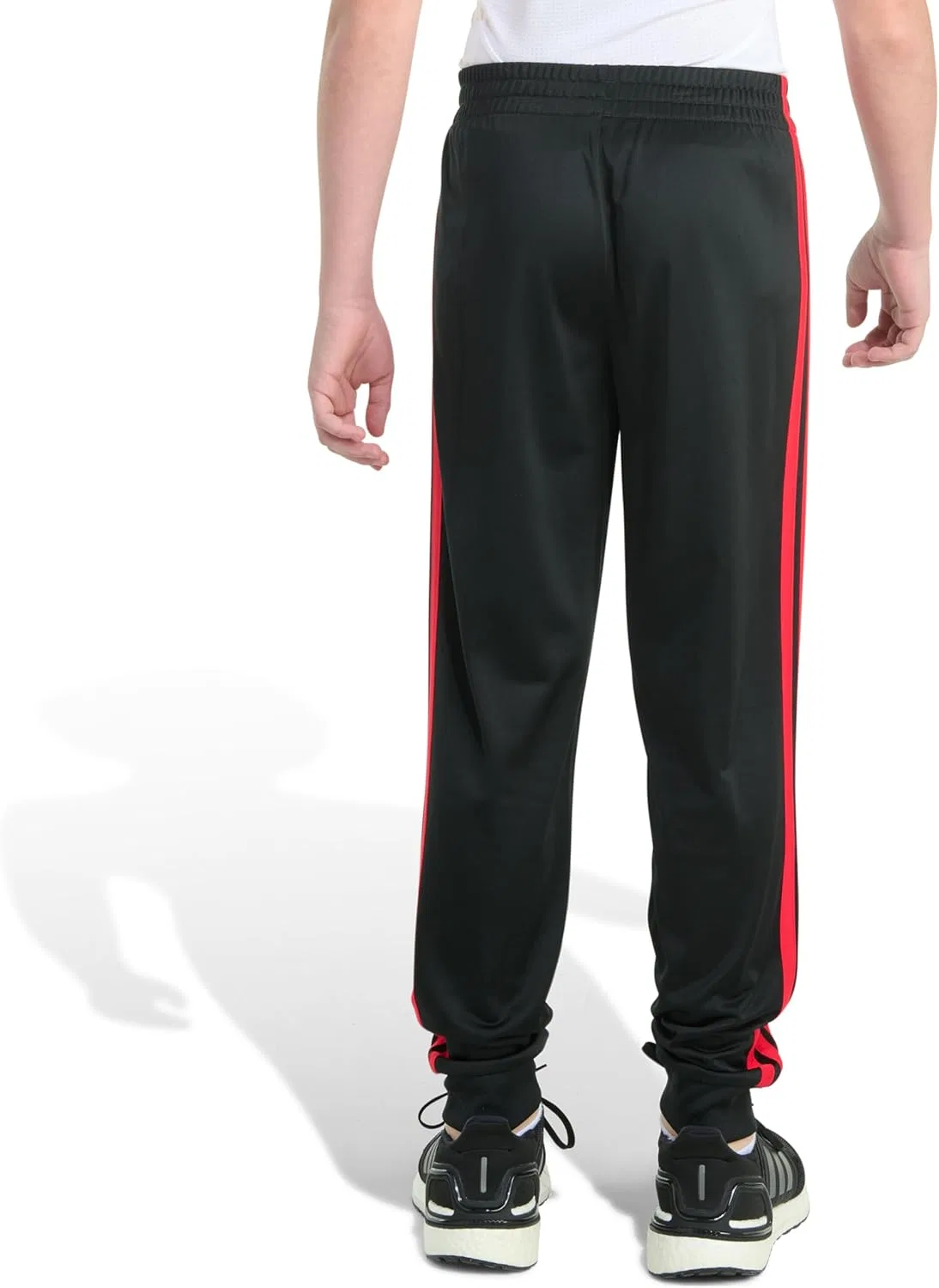Детские спортивные брюки Adidas Tricot 3-Stripe Jogger, Black With Red — фото 3
