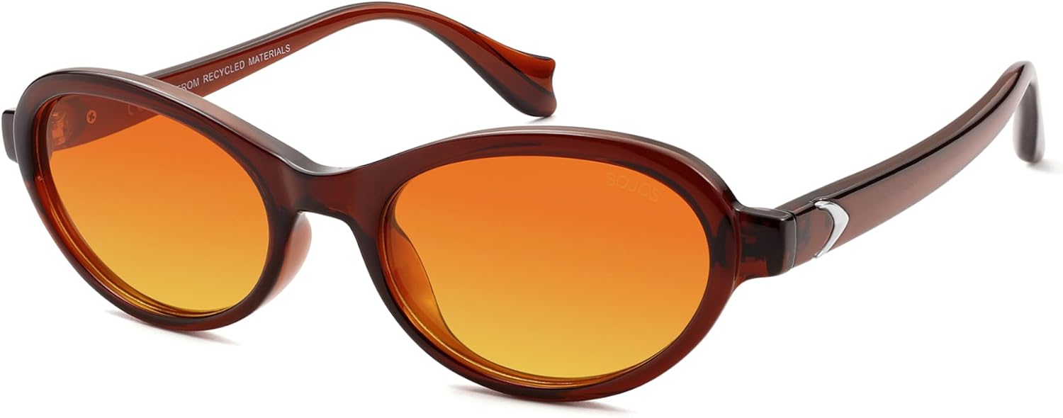 

Солнцезащитные очки SOJOS Ocean Collection Polarized Retro Oval Small для женщин, оправа из переработанного пластика, экологичные, защита от УФ-излучения UV400, модель Echo, Brown/Orange Gradient