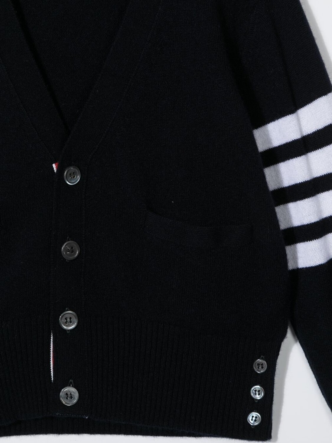 Thom Browne кардиган с V-образным вырезом и полосками 4-Bar, синий — фото 3