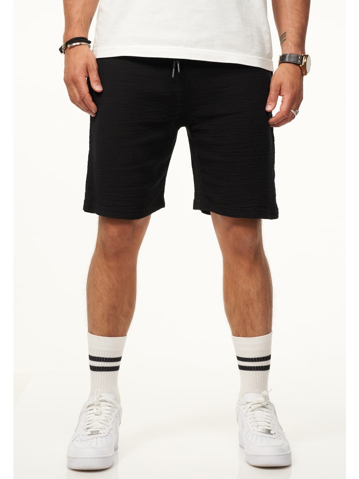 

Шорты - для мужчин, воздушные, легкие летние шорты с эффектом жатого полотна, черного цвета. CARISMA