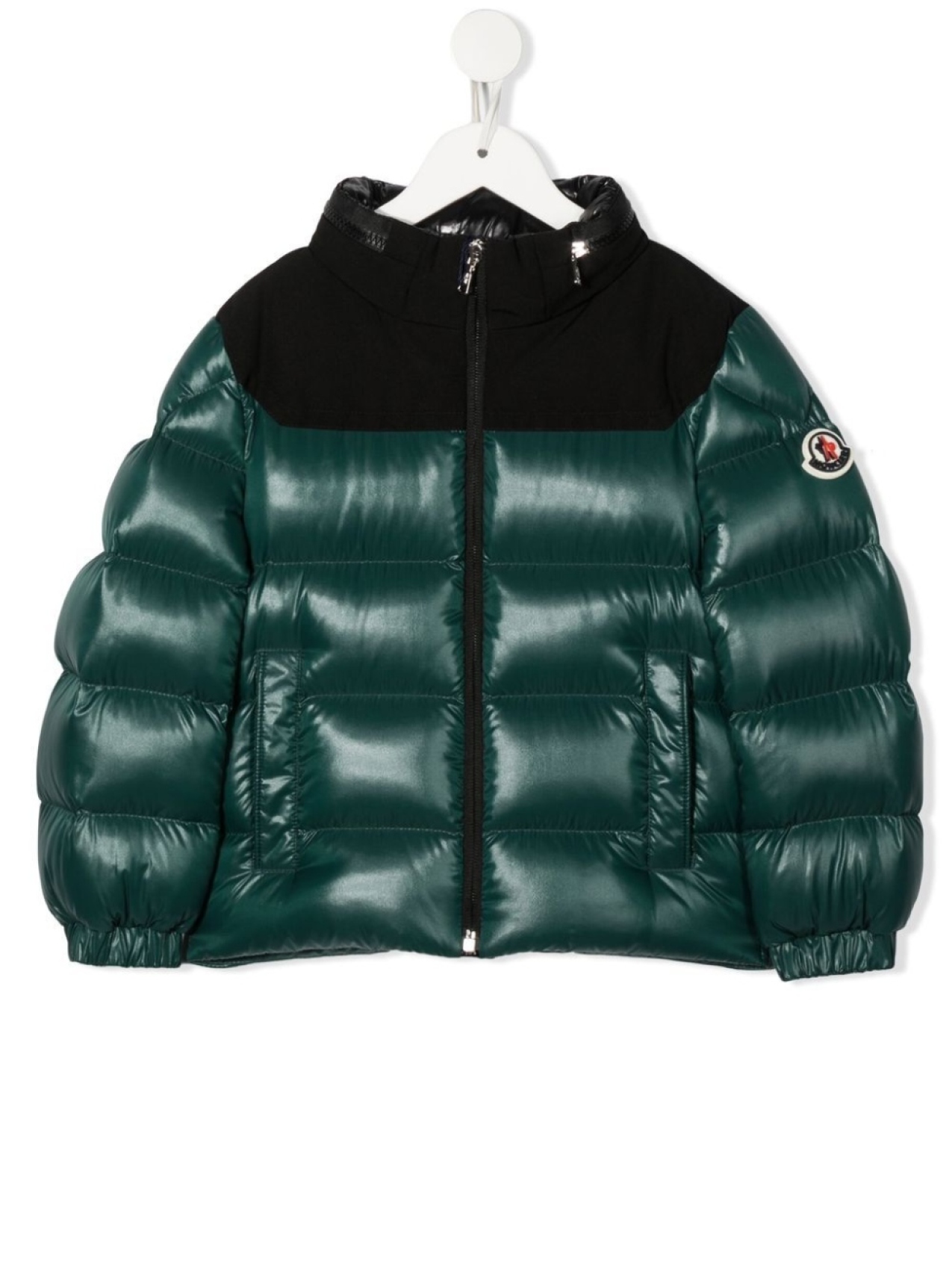 

Moncler Enfant пуховик со вставками, зеленый