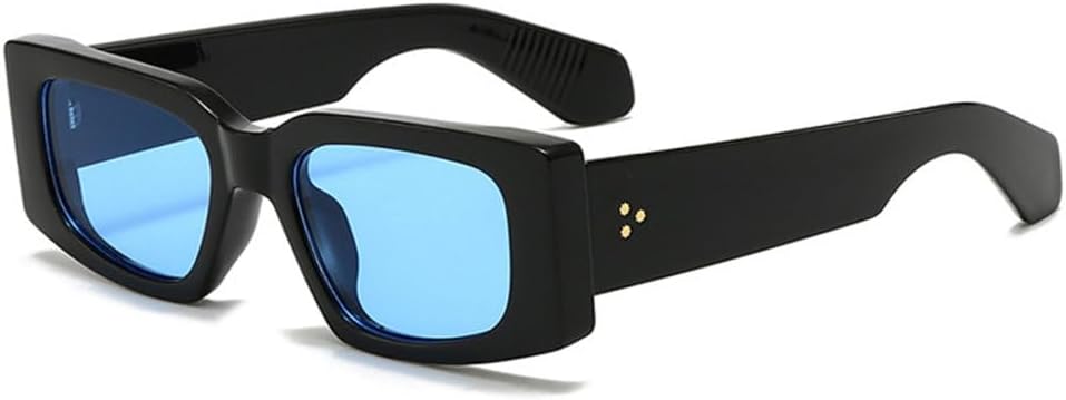 

Модные женские солнцезащитные очки в винтажном стиле с заклепками, мужские желто-синие очки с защитой от УФ-излучения UV400, трендовые панк-солнцезащитные очки TYUVIVO, Black Blue