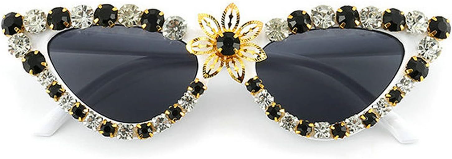 

Роскошные солнцезащитные очки с блестящими стразами для женщин, винтажные очки «кошачий глаз» с бриллиантами, модные женские очки с защитой от УФ-излучения UV400 COTIA, Black White