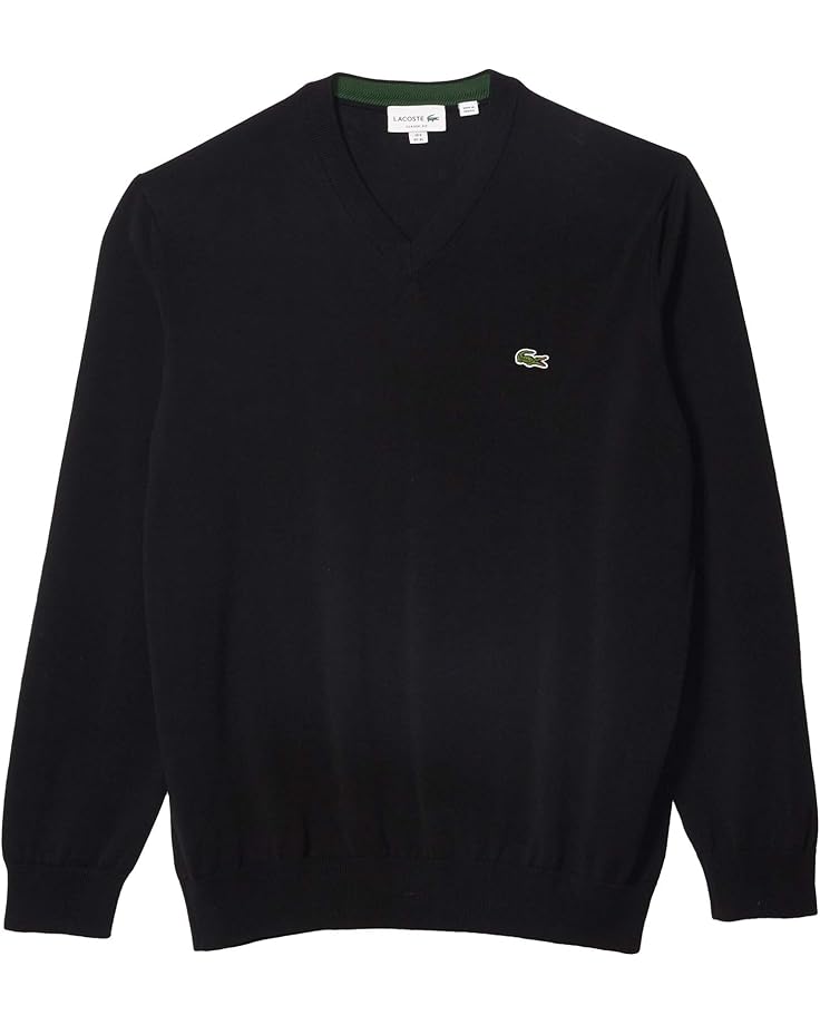 

Свитер Lacoste Long Sleeve Solid V-Neck Sweater, черный