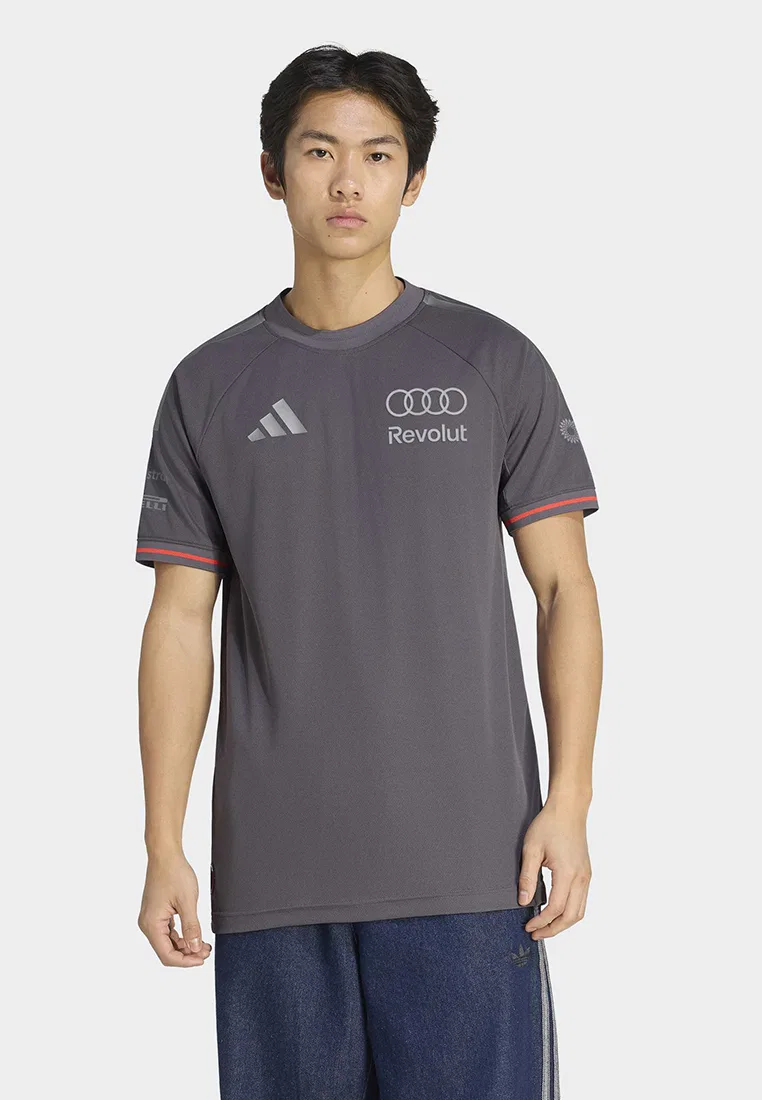 Футболка с коротким рукавом, команда Audi Revolut F1, аутентичная, мужская Adidas, серый