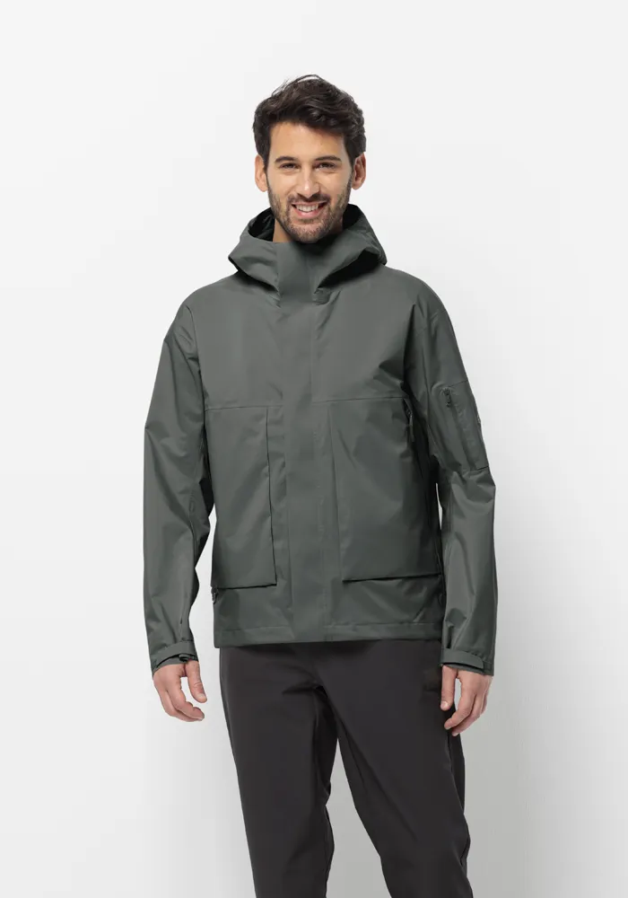 

Дождевик Jack Wolfskin "WANDERMOOD 3L JKT M", с капюшоном, зеленый