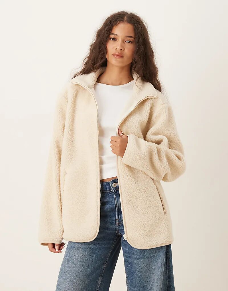

Флисовая кофта-молния ASOS DESIGN кремового цвета