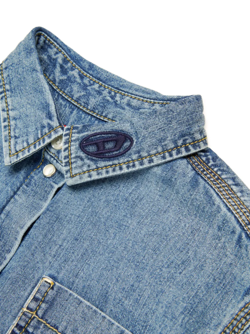 Укороченная джинсовая рубашка Diesel Kids, синий — фото 4