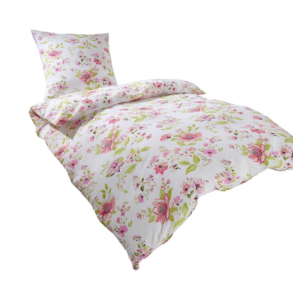 

Постельное белье Dream Sleep Basic из хлопчатобумажной ткани Fleur Green 200x220 см + 2x 80x80 см Traumschlaf