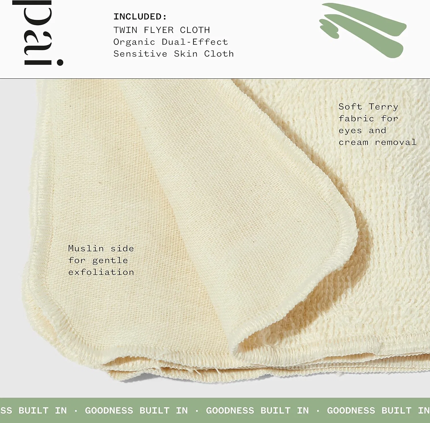 Салфетки для лица Pai Skincare Twin Flyer Organic Dual Effect Face Cloth, 3 шт., муслин/фланель — фото 2