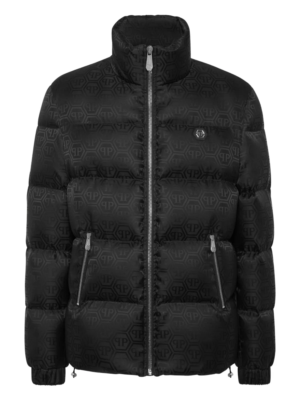 

Пуховик с монограммой Philipp Plein, черный