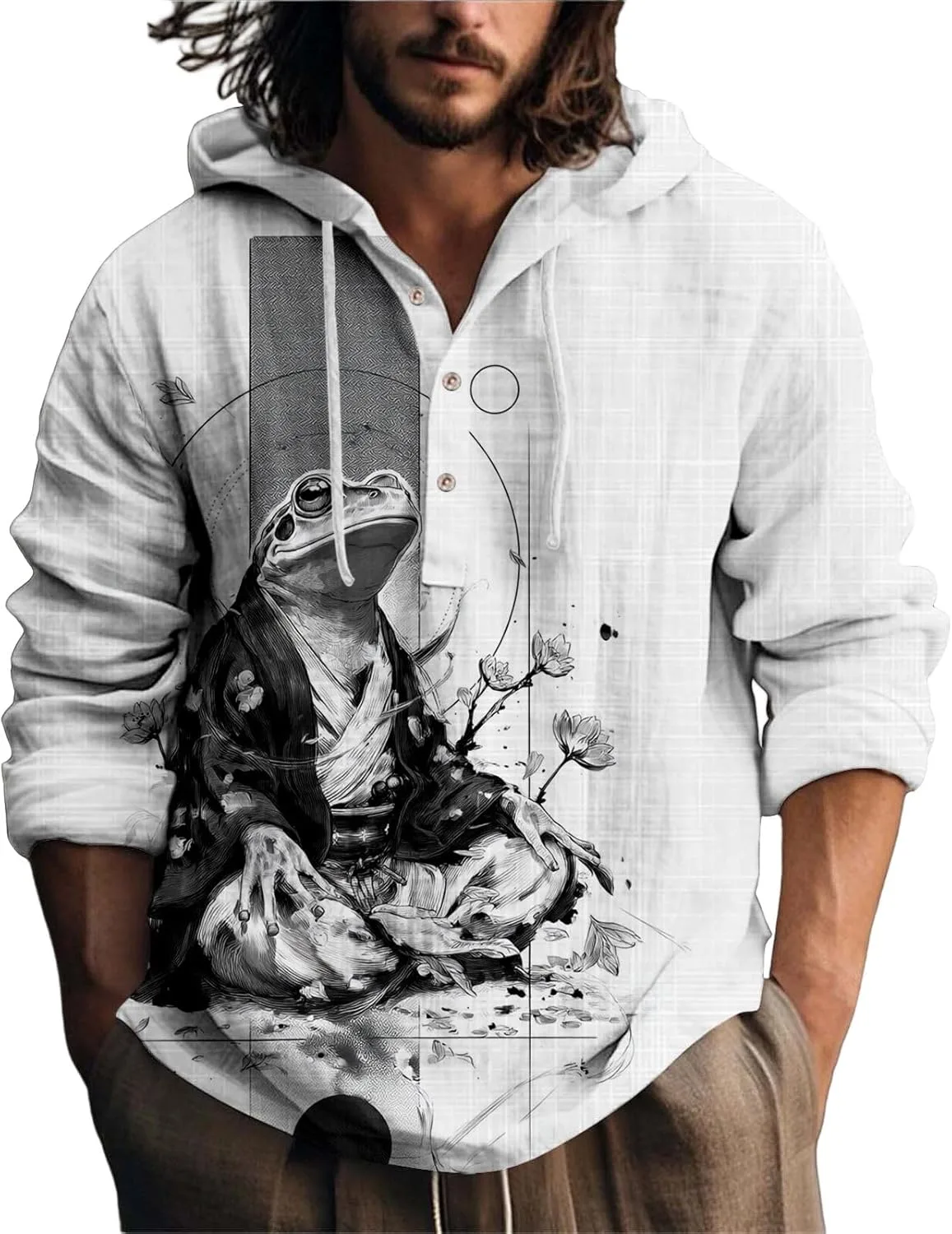 

Мужской худи с японским укиё-э и принтом животных