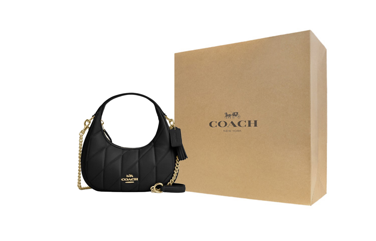 

COACH Овчинная цепочка мини-сумка через плечо женская черная