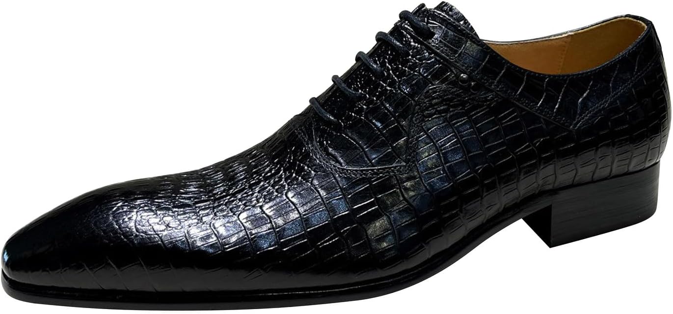 

Мужские оксфорды Santimon из крокодиловой кожи, модные стильные шнурованные туфли для офиса, свадьбы и деловых встреч, черный