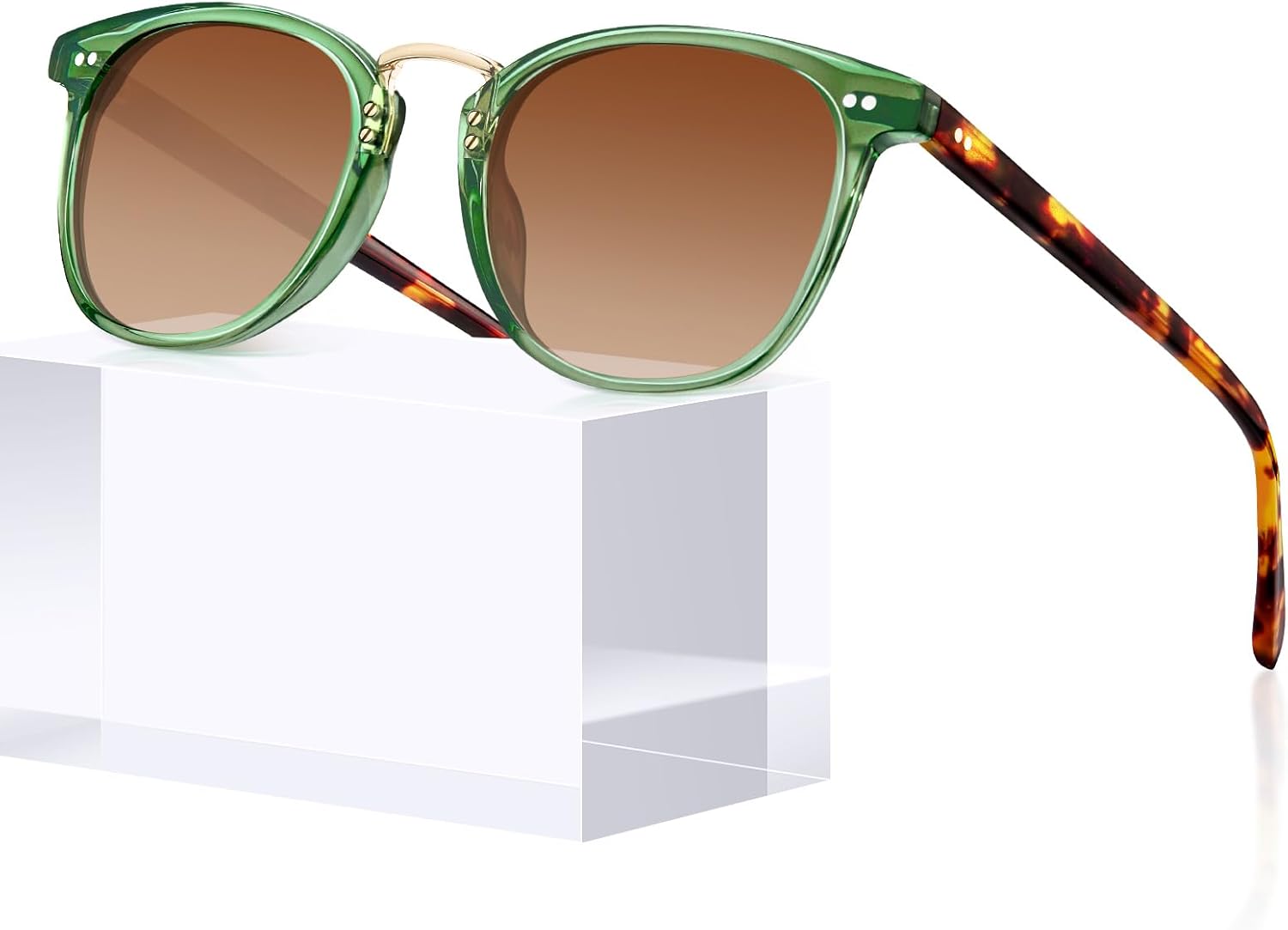 

Женские круглые поляризованные солнцезащитные очки CARFIA из ацетата с маленькой лицевой частью, в стиле ретро, ​​с металлической перемычкой, модель CA5015, 5-1. Crystal Green Frame Brown Gradient Lens