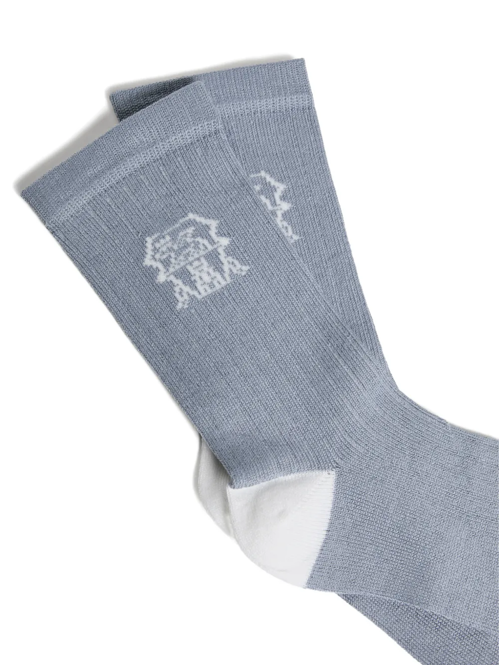 Хлопковые ребристые носки с интарсией Brunello Cucinelli Kids, синий — фото 2