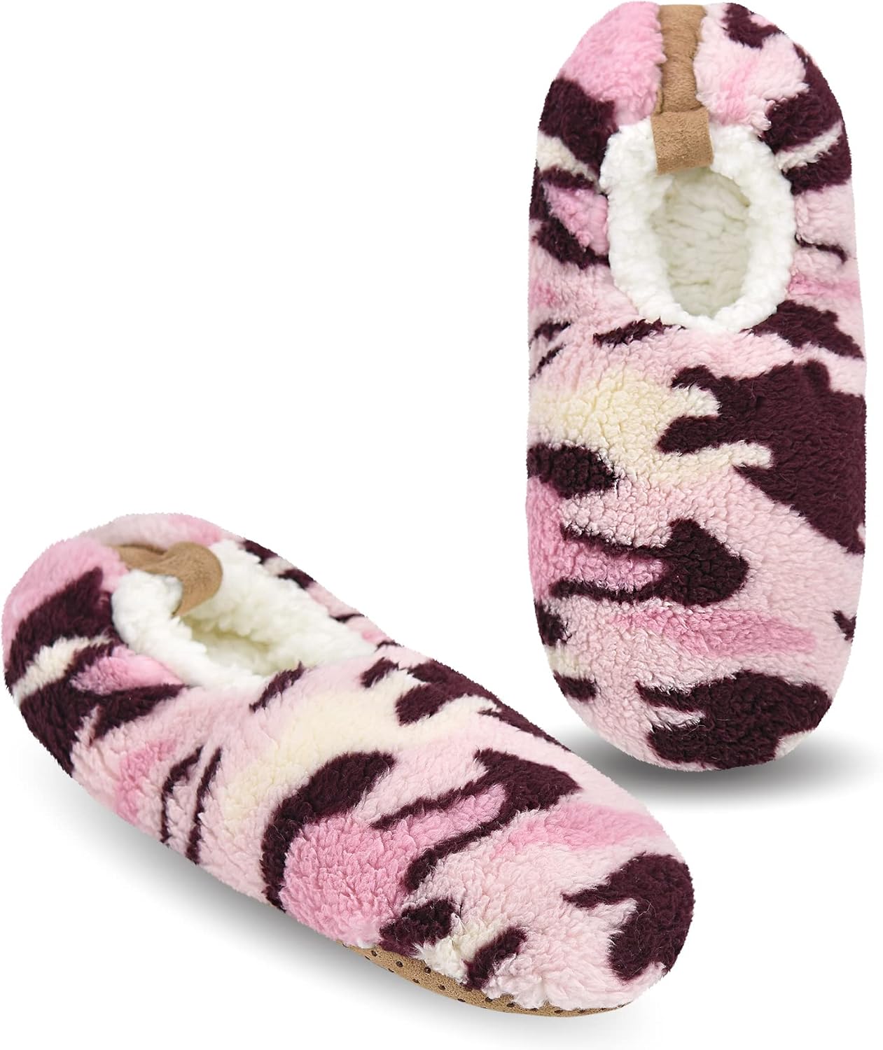 

Мужские носки-тапочки Keyela с противоскользящей подошвой, теплые тапочки-носочки с захватами для мужчин, пушистые домашние тапочки, розовый