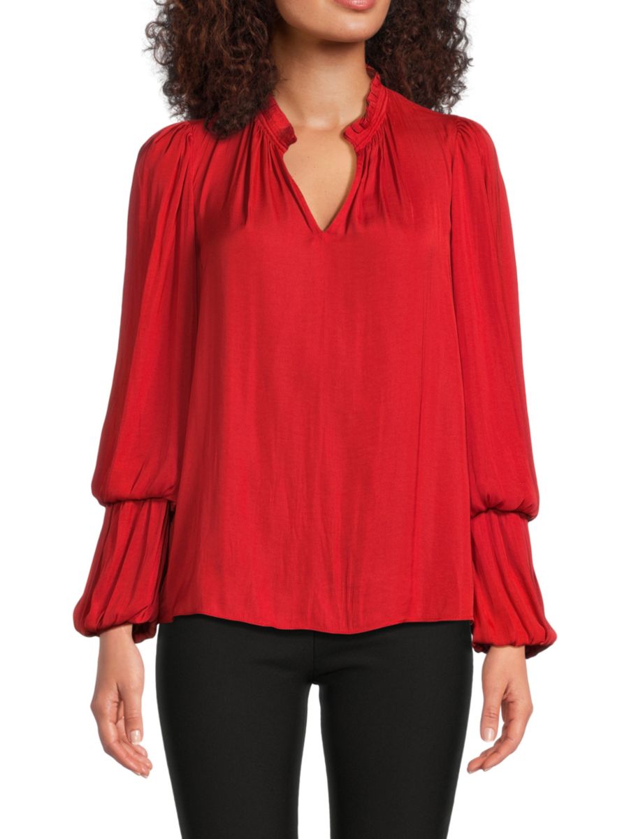 

Однотонная блузка с многослойными рукавами T Tahari, цвет Tomato