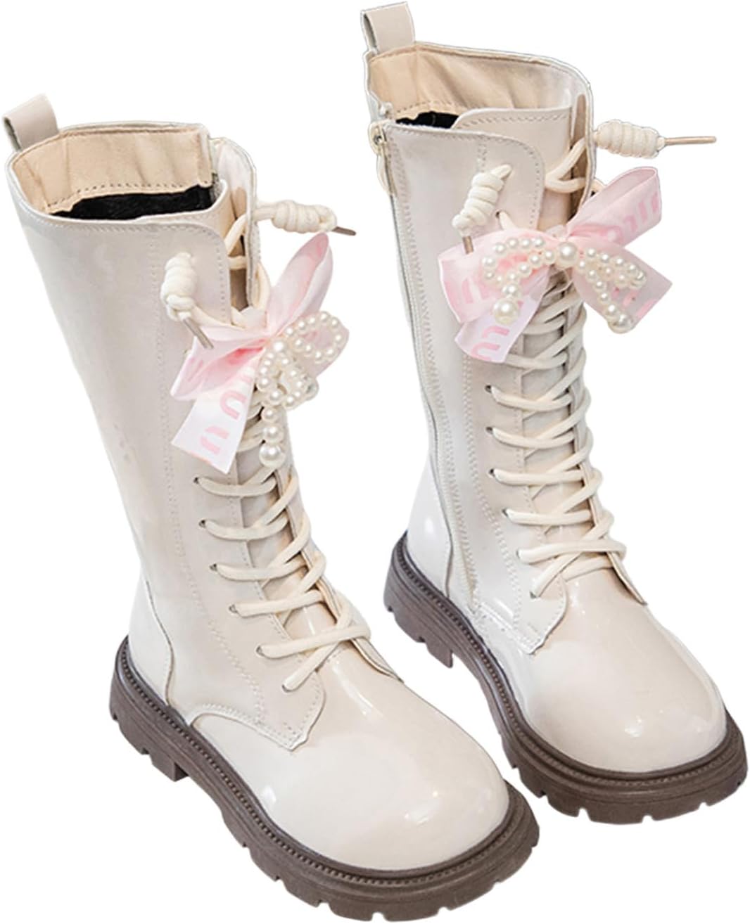 

Девочкам Ботинки Боевые Ботинки из искусственной кожи PU Милые на шнуровке С боковой молнией Средние сапожки на платформе Маленькие дети/Старшие дети ZRBYWB, 05-White