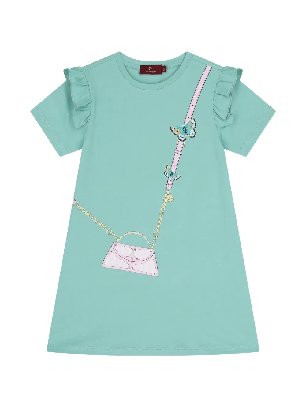 Платье с оборками и графическим принтом Aigner Kids, зеленый