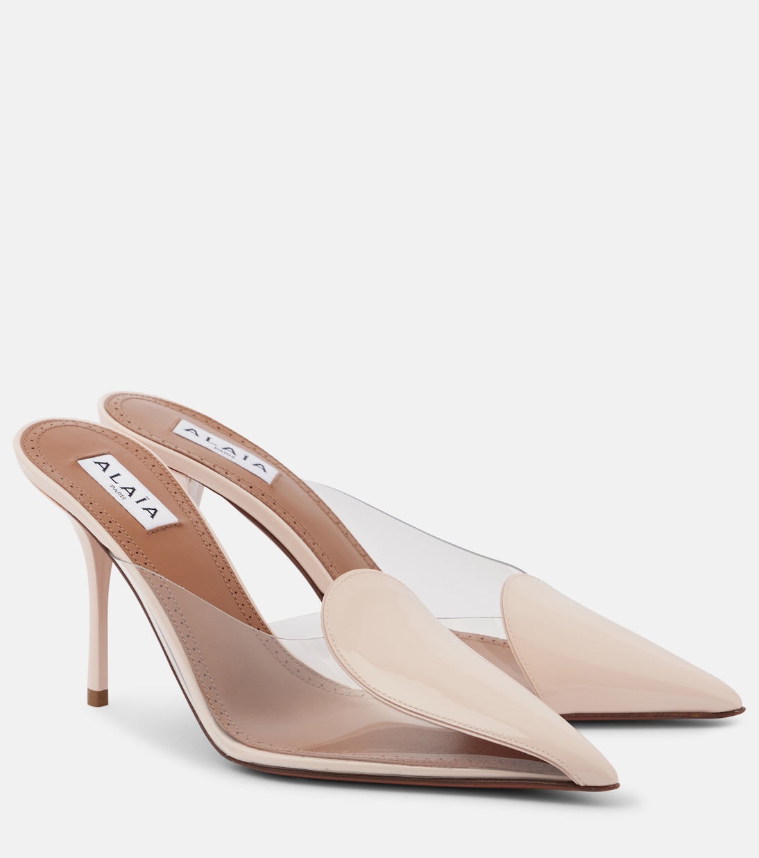 Le Cœur Abstrait 90 лаковые шлепанцы Alaïa, Rose Dragee