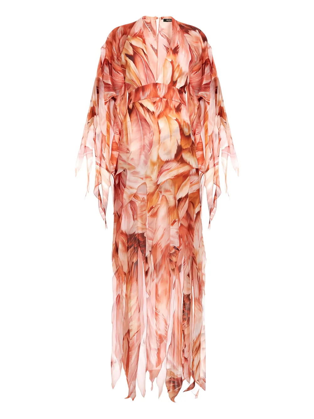 

Платье макси с узором из перьев Roberto Cavalli, оранжевый