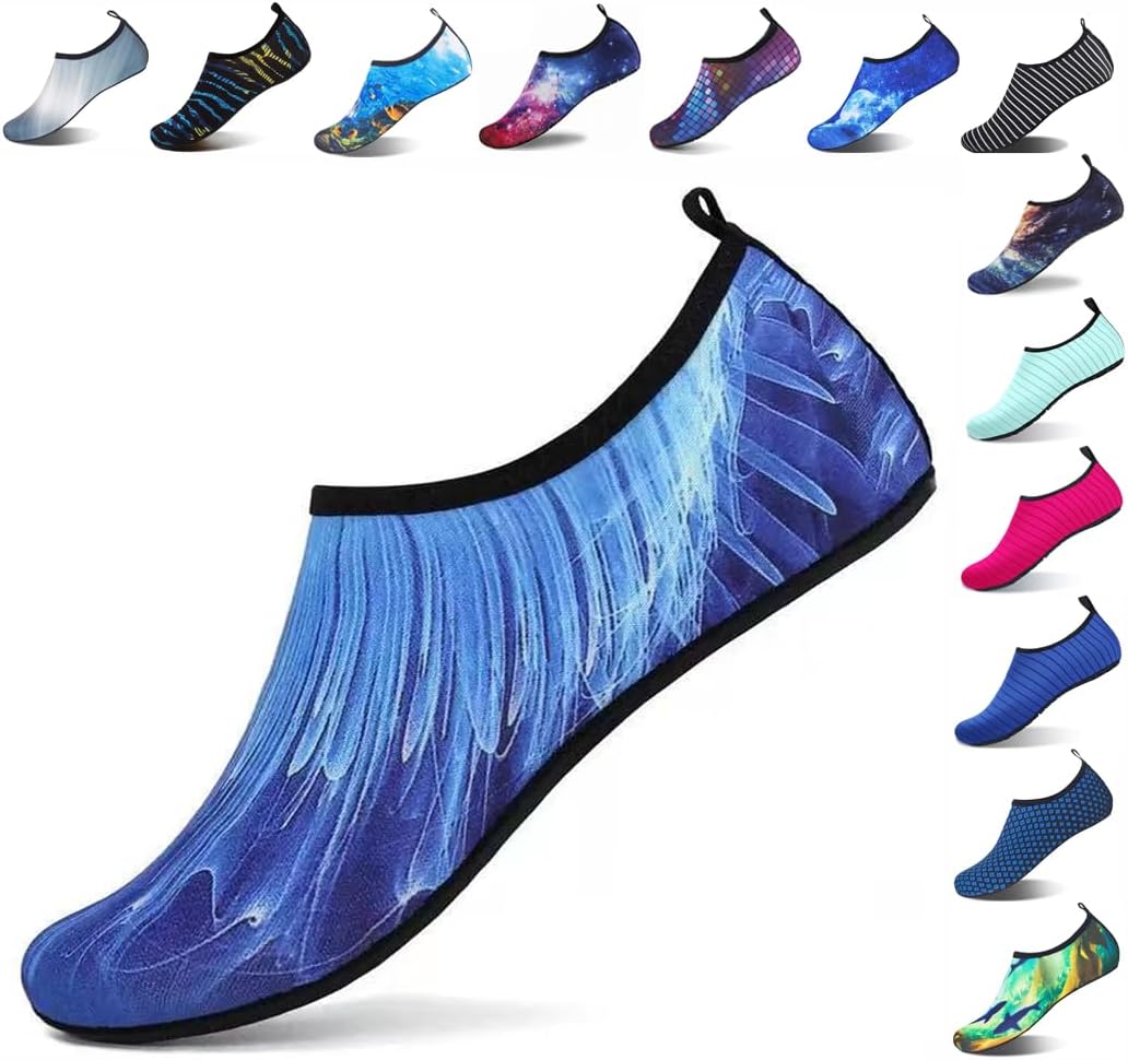 

Быстросохнущие нескользящие водные носки для женщин и мужчин, взрослых, купальные комплекты, одежда для пляжа, йоги, активного отдыха, кемпинга, бассейна, отпуска Vimanbite, Flash Blue B02