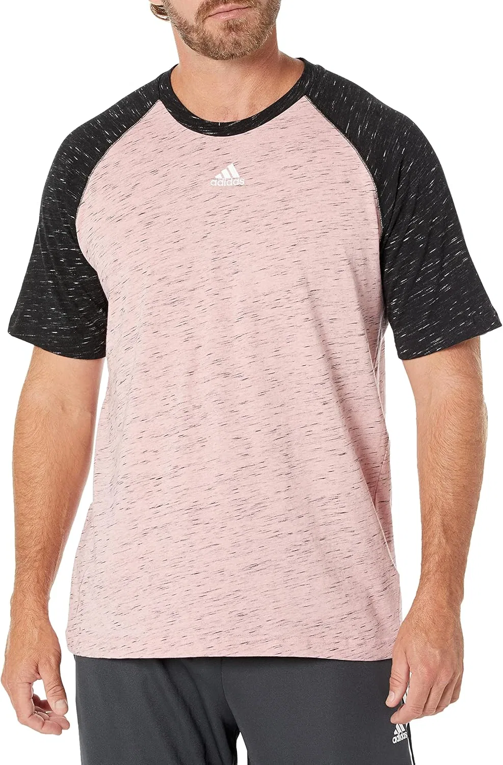Футболка мужская adidas Wonder Mauve Melange/Black Melange, свободный крой