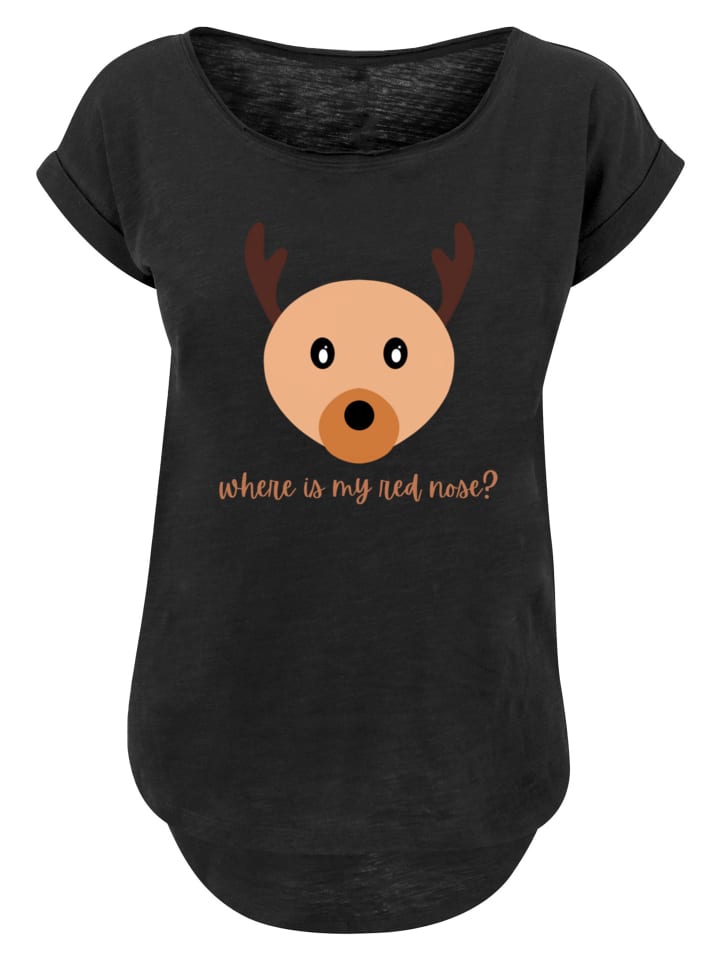 

F4NT4STIC Футболка с длинными рукавами, красный нос, рождественская, черная