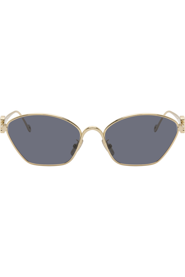 

Loewe Золотая анаграмма шестиугольных солнцезащитных очков «кошачий глаз»