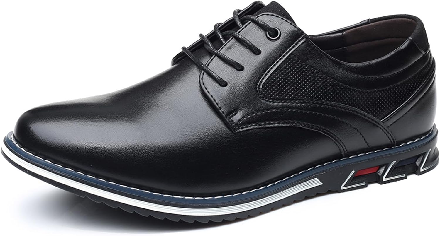 

Мужские кожаные плоские оксфорды с шнуровкой и без застежки, повседневная обувь, модные прогулочные туфли, комфортные лоферы для офиса и вечеринок Crepuscute, черный