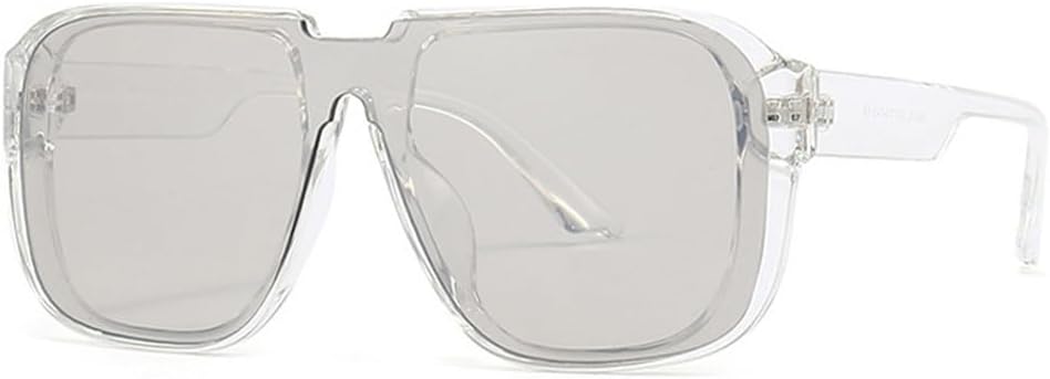 

Мужские солнцезащитные очки в стиле ретро, ​​цельные, с защитой от УФ-излучения UV400, с плоской верхней частью, модные солнцезащитные очки для мужчин HVTVTLA, Transparent Grey