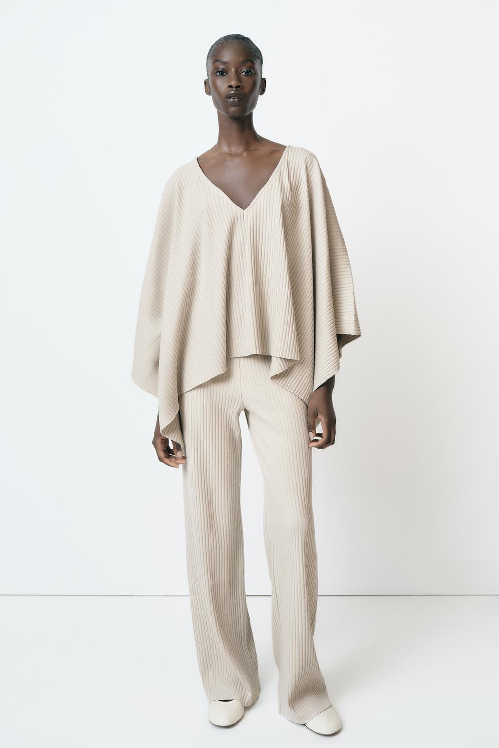 

Брюки в рубчик ZARA, экрю