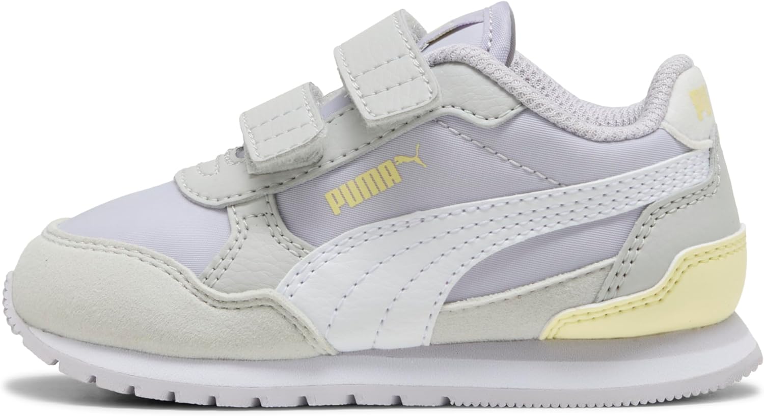 

Кроссовки Puma St Runner унисекс-детские на липучке, белый/серый/сиреневый/золотой