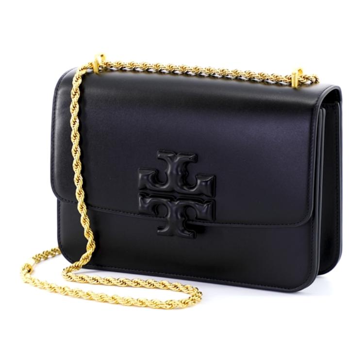 

Кожаная сумка Eleanor с витым шнуром и цепочкой, маленькая квадратная сумка через плечо, женская черная TORY BURCH